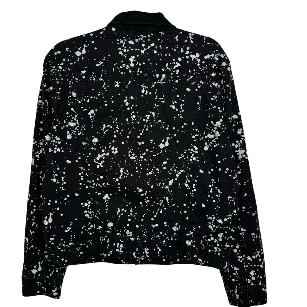 Levi Strauss & Co Paint Splatter Denim‎ Trucker Jacket Small Black Excellent - Picture 2 of 7
